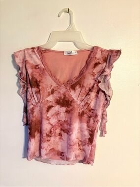 Ruffle Sleeve Pink Floral Y2K Top